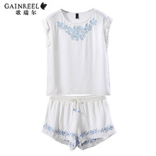Song Riel sexy shorts brand short sleeve casual comfort ladies embroidery suits tracksuit pajamas spring tin