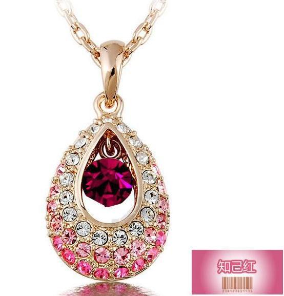 Image of Fashion Crystal Pendants Necklaces Water Drop Austrian Rhinestone Necklaces For Women Jewellery