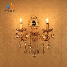 European Vintage Bedside K9 Crystal Wall Light Bedroom Wall Sconces Hotel Lamp Fixtures Led E14 Crystal Bathroom Lights Modern