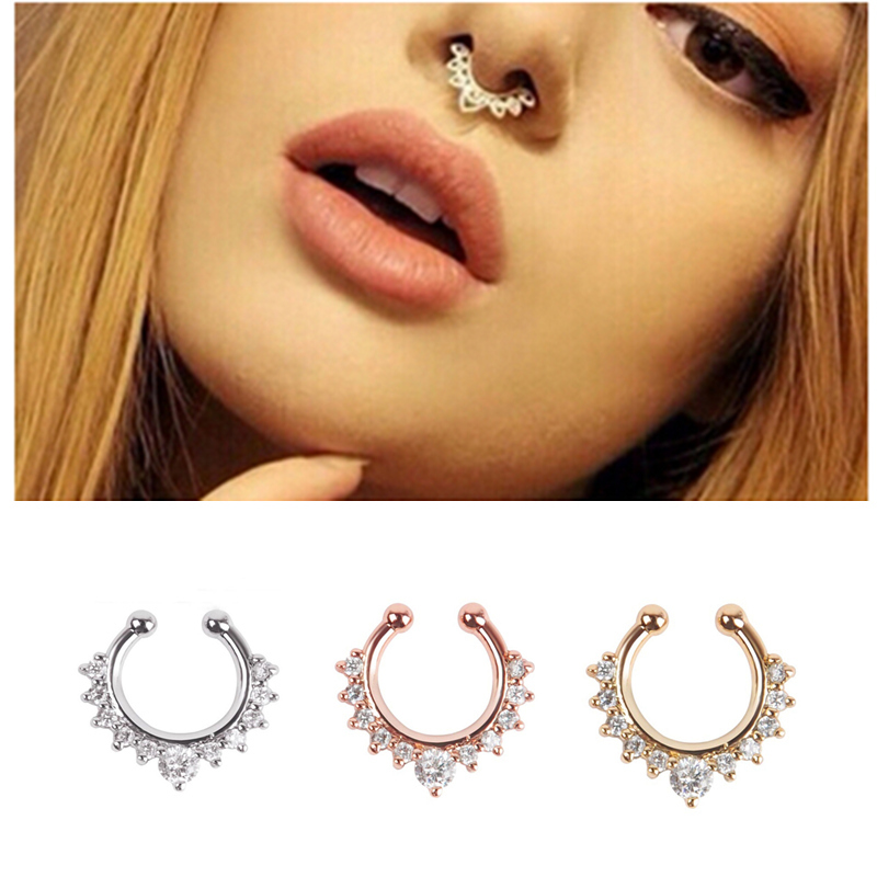 Image of New Arrival Alloy Nose Hoop Nose Rings Body Piercing Jewelry Fake Septum Clicker Non Piercing Hanger Clip On Jewelry