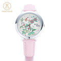 MISS KEKE Girls Kids Watches mini word Flower Leather strap Wristwatches For Student Cartoon wood watch