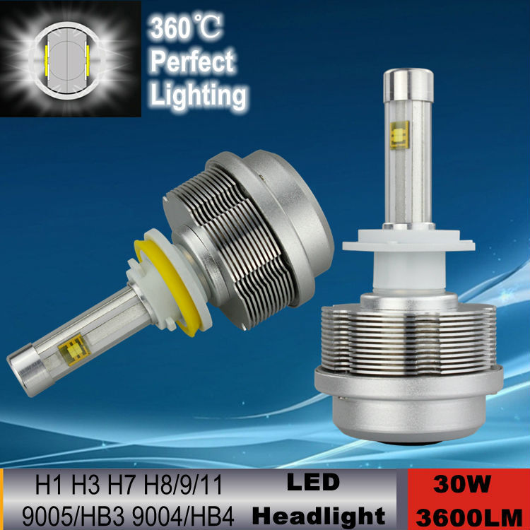 Image of 2x Plug&Play 30W H7 led ETI Chips headlights All in one car H1 H8 H9 H119005 HB3 9006 HB4 H3 LED headlight headlamp bulbs 3600LM