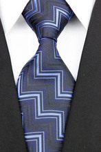 NT0180 Blue Black Stripe Fashion Jacquard Woven Classic Silk Polyester Mans Business Wedding Luxury Tie Casual