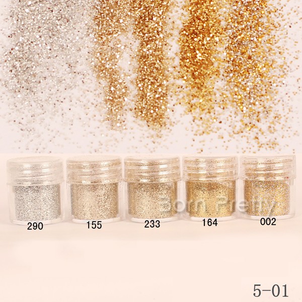 Image of 1Box 10ml Champagne Gold Silver Nail Art Glitter Powder Sheets Tips Nail Art Decoration