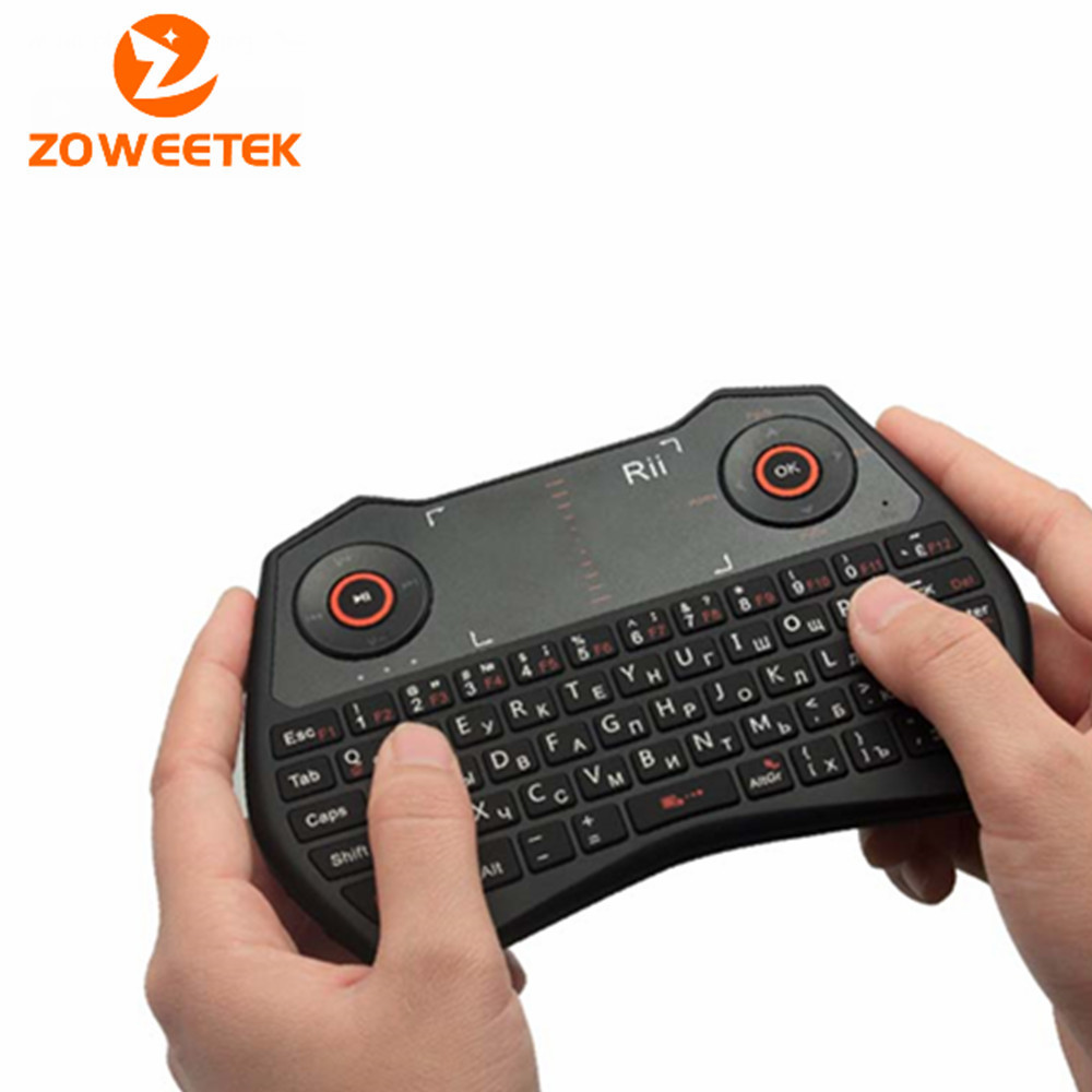 Original Rii Mini i28 Russian Keyboard 2.4GHz Wireless Backlit Keyboard With Air Mouse Touchpad For PC Android TV Box