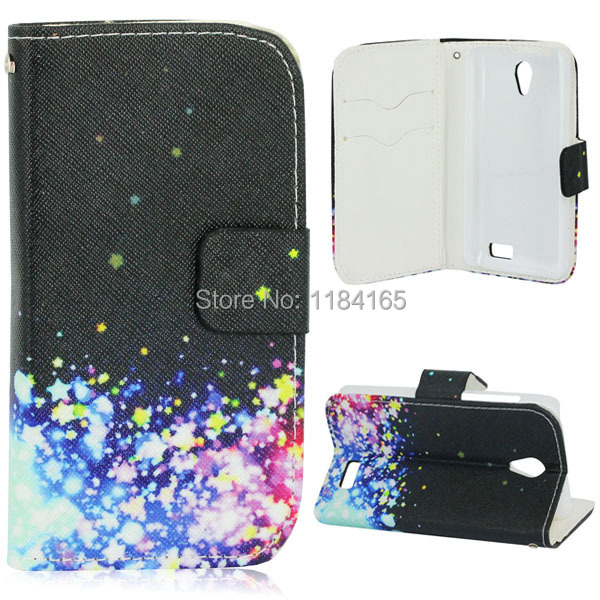 LEN-1225A_1_Cross Texture Stars Pattern Leather Case with Credit Card Slots Holder for Lenovo A319
