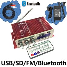 40W Mini Bluetooth Amplifier With Power Adapter + AV Cable+ Remote Control USB/SD Card Player FM Radio
