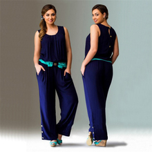 Summer sleeveless maxi long jumpsuits for women elegant plus size jumpsuits & rompers slim loose women suit’s 2016