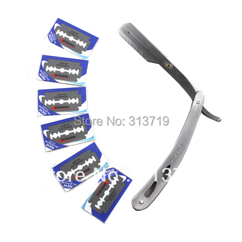 Image of New Chic Straight Barber Edge Steel Razors Shaving Knife Folding With10pc Blades