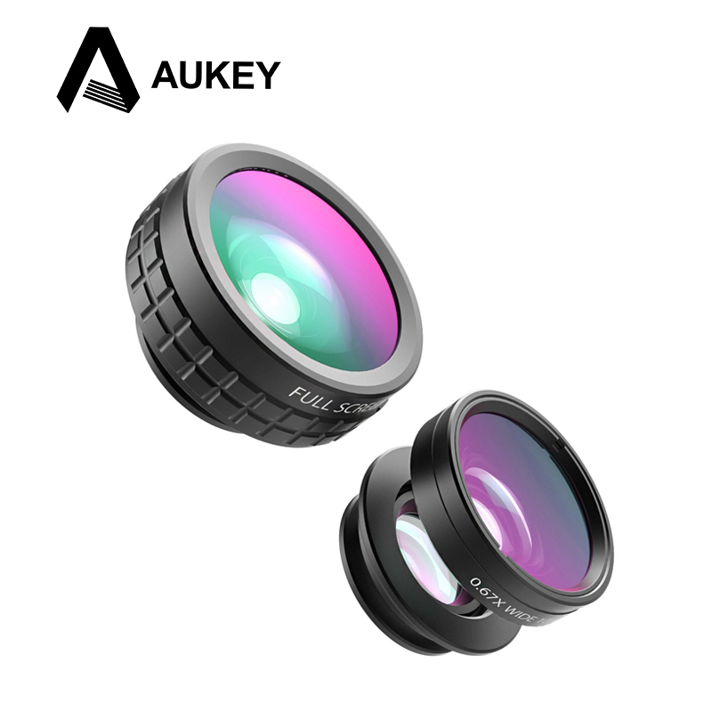 Image of AUKEY 3in 1 Clip-on Cell Phone Camera Fish eye Lens 180 Degree Fisheye Lens + Wide Angle + Macro Lens for iPhone Samsung Xiaomi