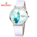 Women watch Peacock Design Silver Case Japan Movt Water Resistant fashion Watches With High Quality PU