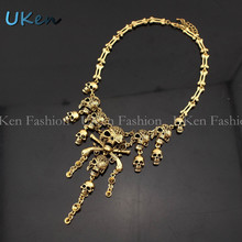 Pirates of the Caribbean Design Women Vintage Necklaces Fashion Bone Chains Skulls Choker Necklaces Pendants Jewelry