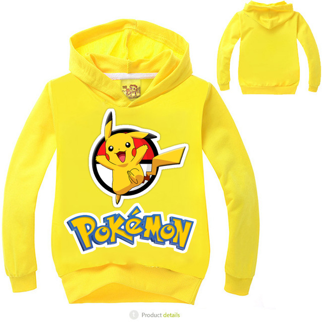 Детская Футболка Персонажа Из Мультфильма Pokemon Толстовки Для Девочек И Мальчиков Весна Осень Хлопок С Капюшоном Одежда
