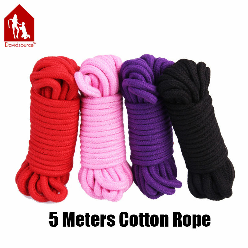 Davidsource Fantasy 5 Meters Soft Cotton Bondage Rope Kinky Tied Fetish Restraint Cord Black Red Pin