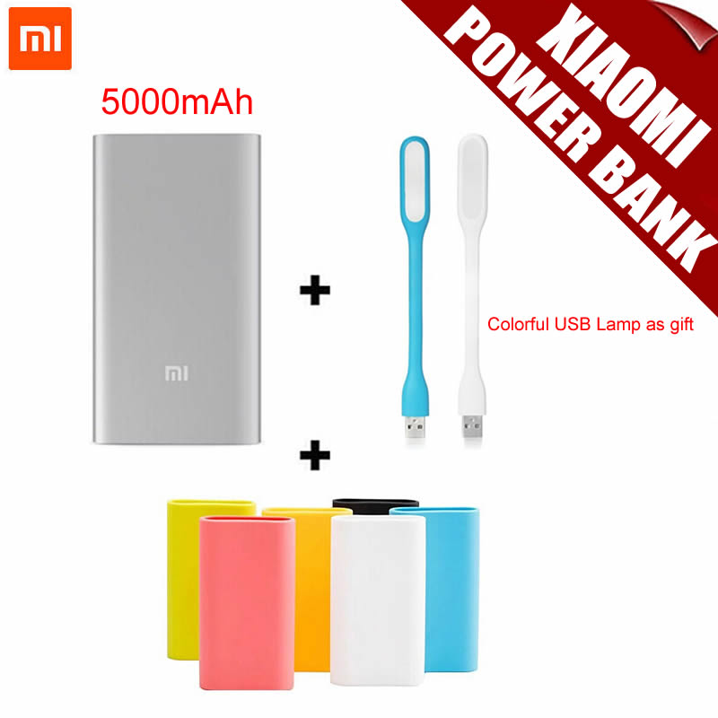 Image of 100% Original Xiaomi Power Bank 5000mAh Xiaomi 5000 li-ion Polymer USB Power Bank Slim Powerbank Charger + Silicone Case Cover