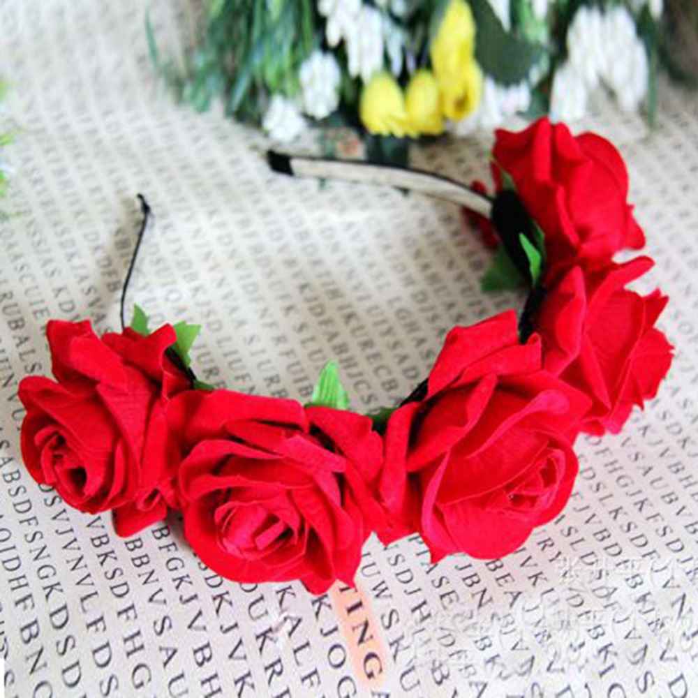 Image of 1*Rose Floral Flower Garland Crown Headband Hair Band Bridal Festival Clip Holiday Hot