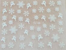 Wholesale 5 sheet lot Cute Christmas White Glitter Snowflake Deer 3D Nail Art Sticker Phone Xmas