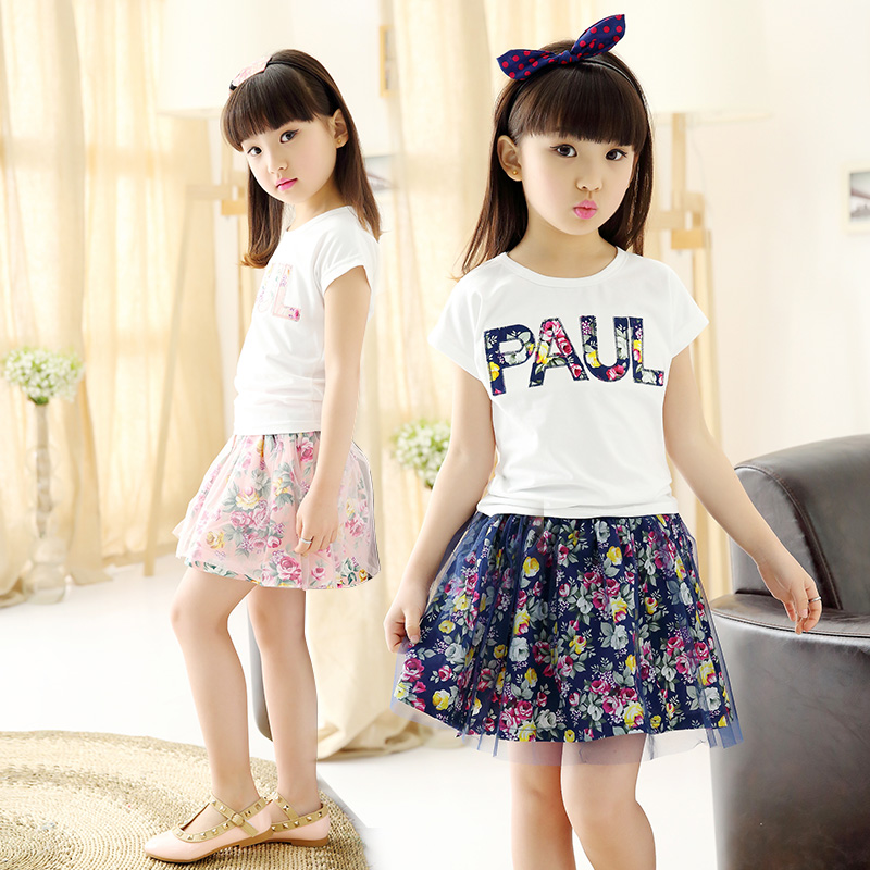 Children s font b clothing b font female child short skirt set summer 2016 child summer