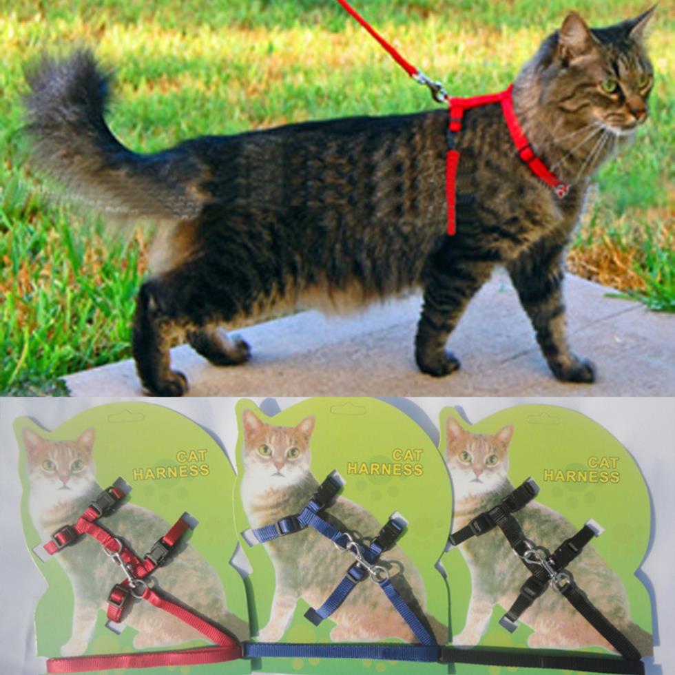 Cat Harness And Leash Hot Sale 3 Colors Nylon Products For Animals Adjustable Pet Traction Harness