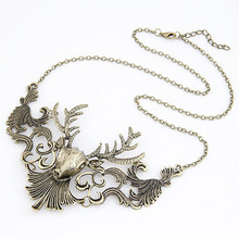 2014 Fashion Vintage Choker Women Jewelry Antique Gold Silver Elk deer Necklaces Pendants Statement Necklace Collier