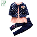 3pcs suit newborn baby girl clothes Kids Spring winter wave point clothing set fashion baby clothing