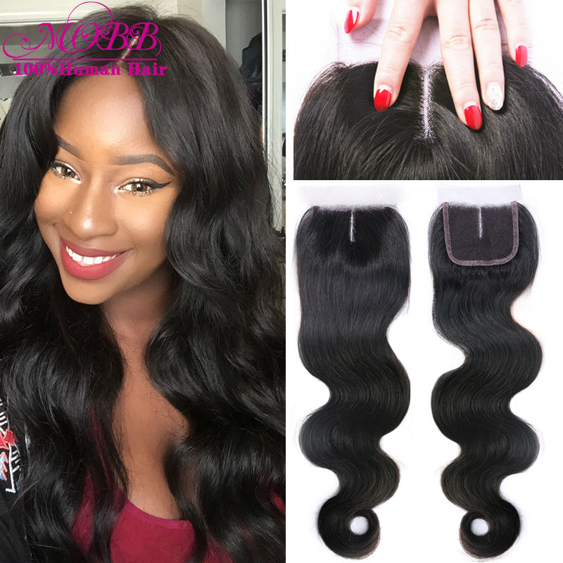 Image of Brazilian Virgin Hair Body Wave Lace Closure MOBB Hair Free Part Middle Part 3 Way Part Virgin Brazilian Human hair Closure
