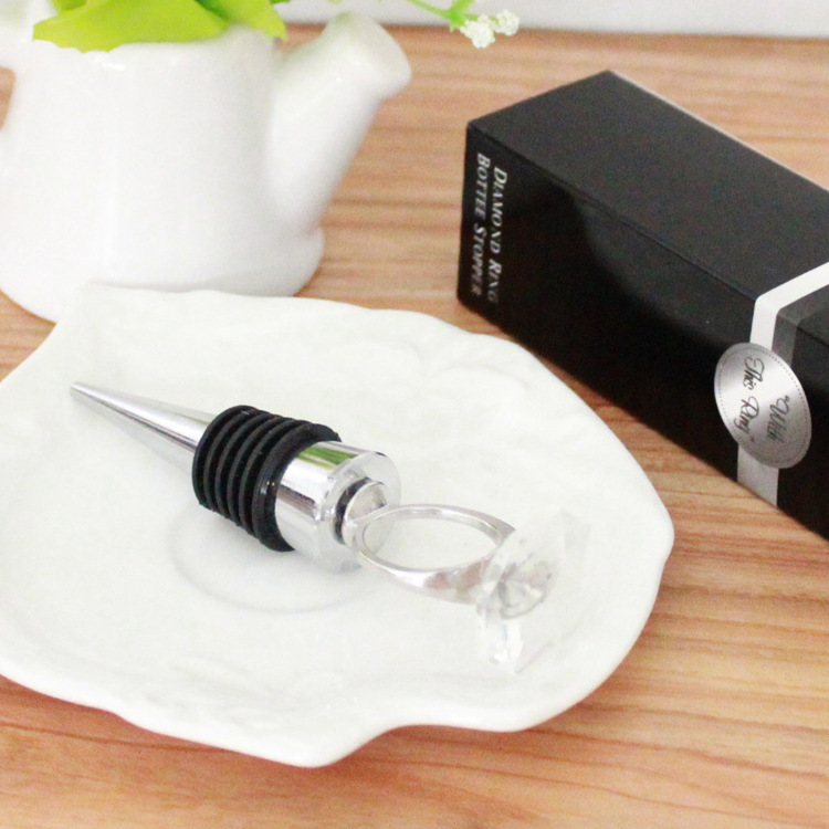 Diamond ring wine stopper wedding favors
