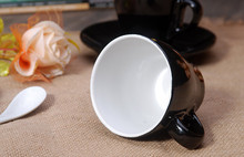 2pcs set Ceramics Chinese Mugs coffe tea mug Milk office Cup color black with tray