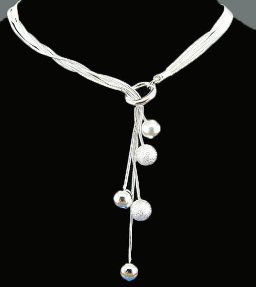 925 Sterling Silver Jewelry Multi Balls Necklace Free Shipping Brand New One Pcs RM08