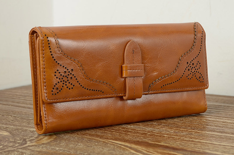 Imported Grain Leather Korea Style Burnished Leather Women's Long