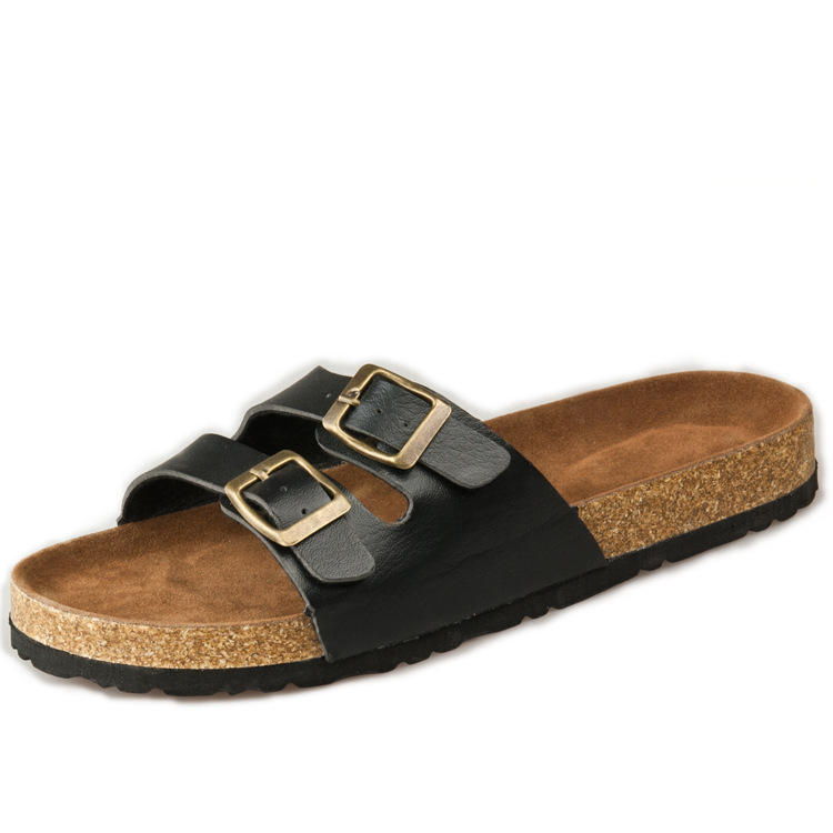 Fashion-cork-birkenstock-unisex-sandals-summer-black-white-buckle ...