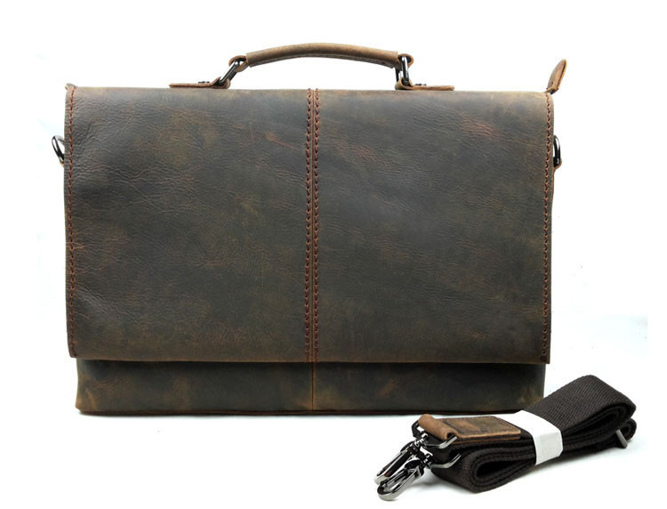 Vintage Genuine Leather Cowhide Crazy Horse Men Business Handbag