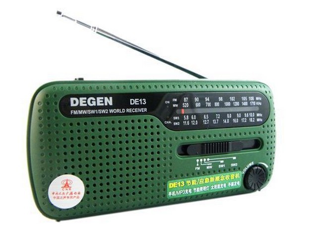 Tracking number DEGEN portable mini fm radio DE13 FM MW SW Crank Dynamo Solar power Emergency