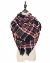 2016 Winter Fashionable Tartan Knit Women Plaid Blanket Scarf Light Wool Comfortable Fall Winter Shawl Free Shipping