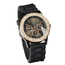 Lackingone relojes mujer 2015 Silicone Golden Crystal Stone Quartz watch Women Jelly Wrist Watch Candy Colors