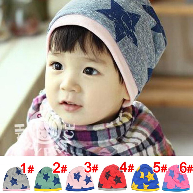 Image of Free Shipping Big Five Star Cotton Beanie Hats Skull Cap For 1-4 Years Toddler Infant Baby Winter Children Warm Accessories