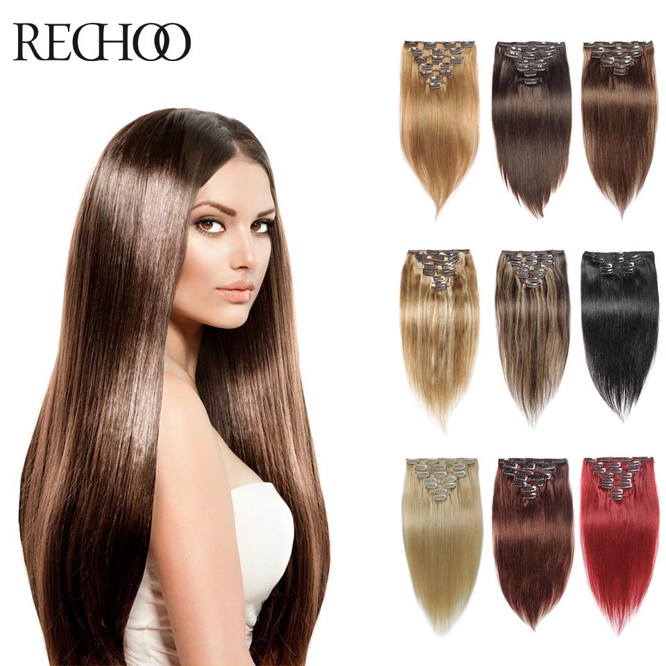 Image of Clip In Human Hair Extensions 8 Pcs 100 200 g Clip In Hair Extensions 16 26 In Brazilian Straight Human Hair Clip In Extensions