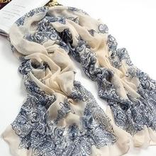 2014 160 70cm High quality Blue and White Porcelain Style Thin Section the Silk Floss Women