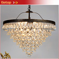 ZX Luxury Waterdrop Crystal LED Pendant Lamp Circular American Retro Lighting E14 Bulbs Fixture Sitting Room