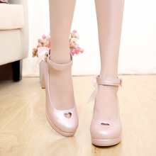 Hollow out shoes pearl love Japanese pure color high-heeled lolita lolita soft sweet sister