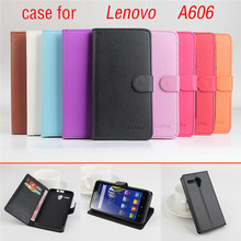 9 Color Litchi Texture  New Original Lenovo A606 Leather Case Flip Cover For Lenovo A 606 Case Phone Cover Protective Cases