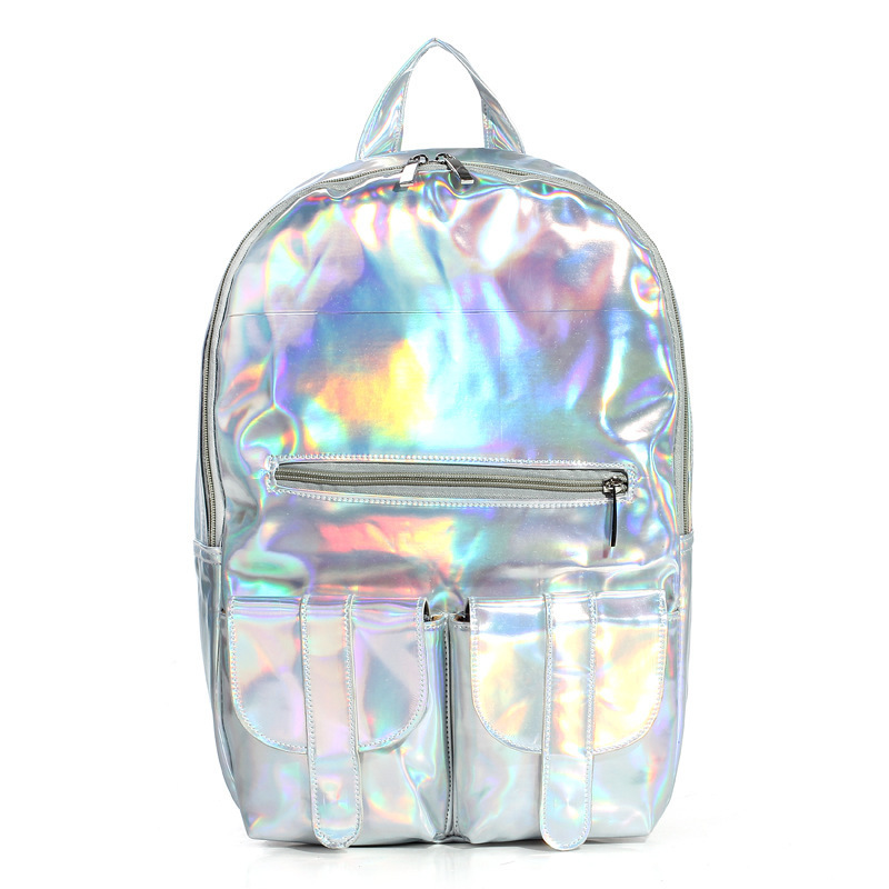 Image of 2016 Mochila Masculina backpack Women Silver Hologram Laser Backpack men's Bag leather Holographic Backpack Multicolor