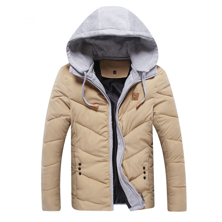2015 New Arrival Winter Fashion Solid Cotton Padded Jacket Men Outdoor Warm Parka Coat Hooded Warm Casual Coats 13M0223