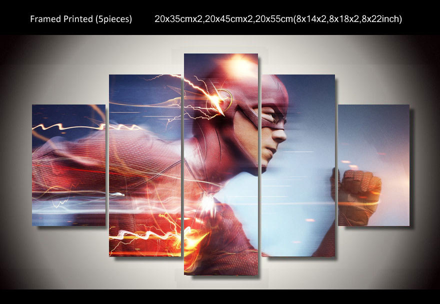 Modern Decorative Picture superhero running 5 piece painting wall art children's room decor poster canvas Decorative Pictures