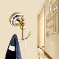 European style Luxury Golden Bathroom TowelRack With Hooks For Towel Coat Wall Mount Free Shipping