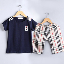 Hot sale clothing set summer cotton boys clothes casual t shirt and fashion pants children suit