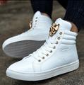 2016 New winter man high help shoe fashion Wolf metal sign of high quality PU and