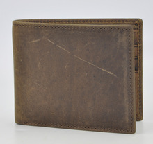 High Quality Vintage Handmade 100 Genuine Crazy Horse Leather Cowhide Men Short Bifold Wallet Purse Card