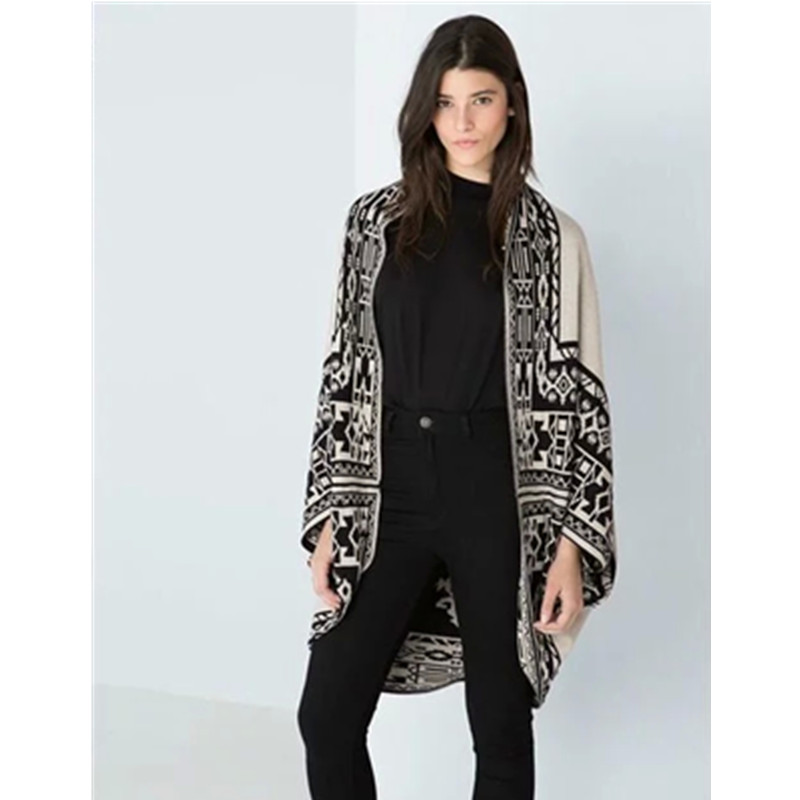 2015 New Autumn Winter Double Wear Women Wool Coats Long Sleeve Vintage Totems Sweaters Cardigans Tops