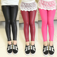 2015 kids fashion children’s pants girl leggings 4-14 year kids thin leather pants trousers baby teenage girl pant child legging